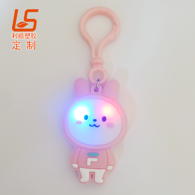 LED flash key chain, safety warning light backpack pendant, night warning light silicone pendant